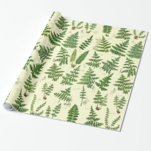 Vintage Green Leafy Plants Wrapping Paper