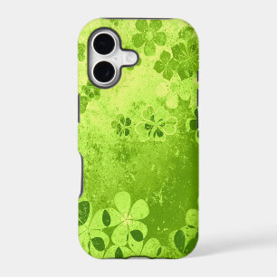 Vintage green lime floral pattern 2