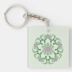 vintage green lotus pattern key ring