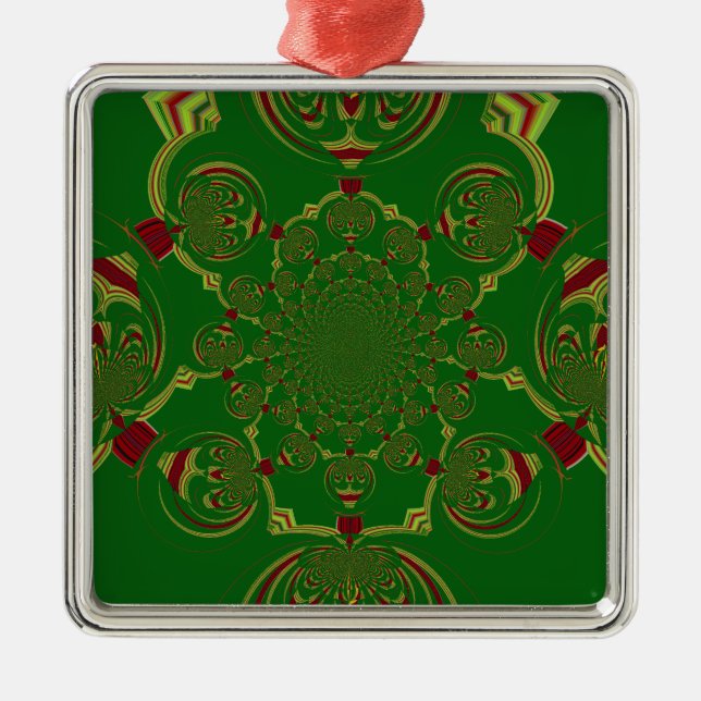 Vintage Green Metal Tree Decoration (Front)