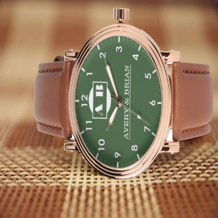 Vintage Green Minimal Monogram Watch