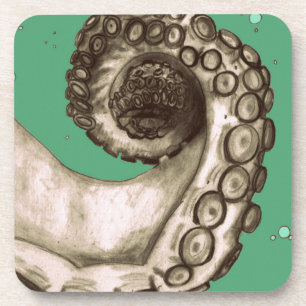 Vintage Green Nautical Octopus Tentacle Coaster