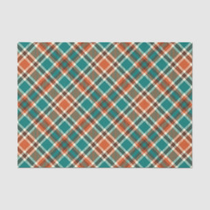 Vintage Green Orange Plaid Tissue Paper