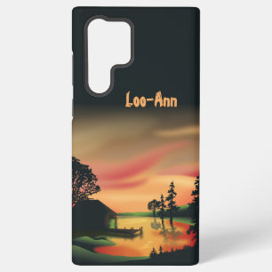 Vintage Green Orange Red Landscape Sunset Samsung Galaxy Case
