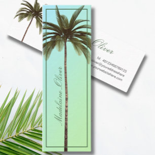 Vintage Green Palm Tree Tropical Elegant Mini Business Card