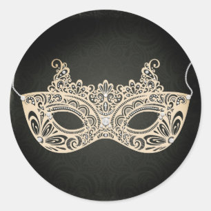 Vintage Green Pearl Masquerade Mask Sweet 16 Party Classic Round Sticker