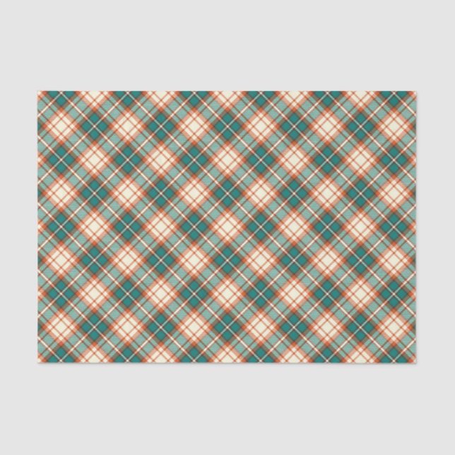 Vintage Green Plaid Chequered Tissue Paper (Front)