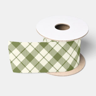 Vintage Green Plaid Christmas Satin Ribbon
