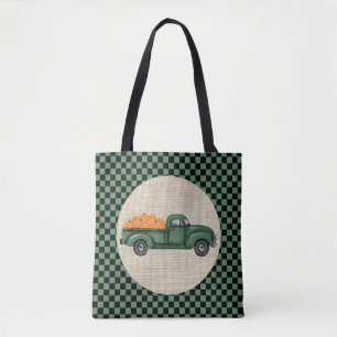 Vintage Green Pumpkin Truck Tote Bag