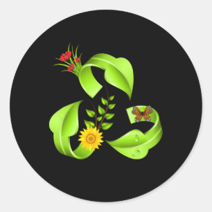 Vintage Green Recycle Symbol Novelty Earth Day Rec Classic Round Sticker