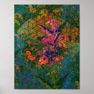 Vintage Green Safari Tropical Jungle Wildlife Lion Poster