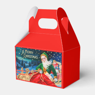 Vintage Green Santa Sleigh Starry Night Christmas Favour Box