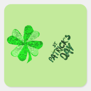 Vintage Green sequin shamrock St Patrick's Day Square Sticker