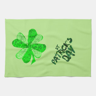 Vintage Green sequin shamrock St Patrick's Day  Tea Towel
