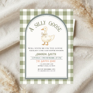 Vintage Green Silly Goose Baby Shower Invitation