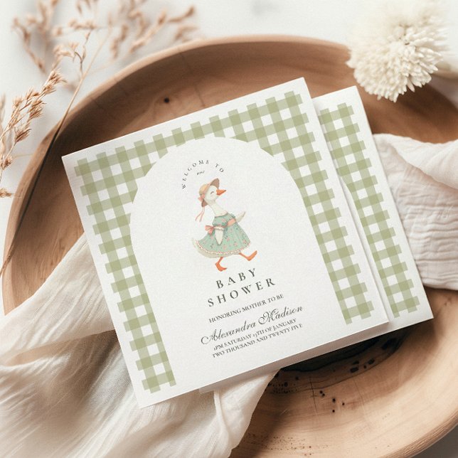 Vintage Green  Silly Goose Baby Shower  Napkin (Creator Uploaded)