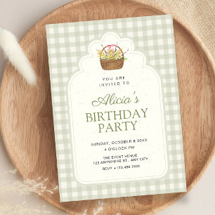 Vintage Green soft birthday Invitation