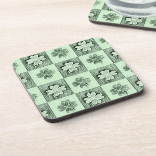 Vintage Green St Patrick retro shamrock pattern Coaster