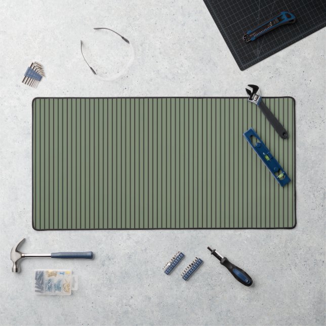 Vintage Green Stripes  Desk Mat (Workstation)