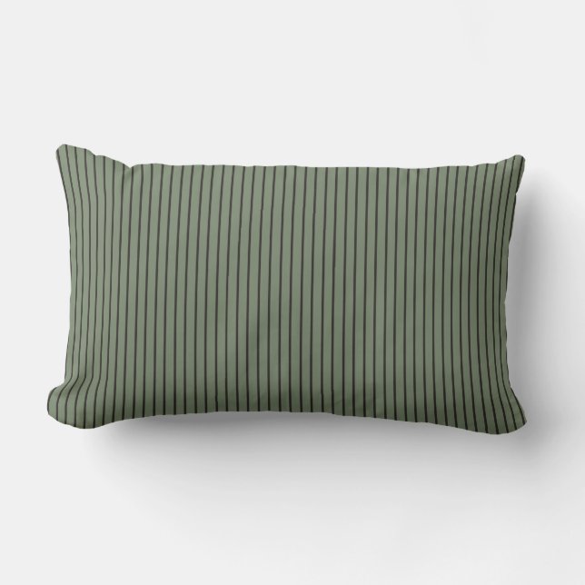 Vintage Green Stripes Lumbar Cushion (Front)