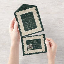 Vintage Green Stripes Monogram Lace Wedding