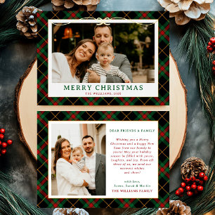 Vintage Green Tartan Plaid Photo Christmas