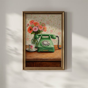 Vintage Green Telephone Poster