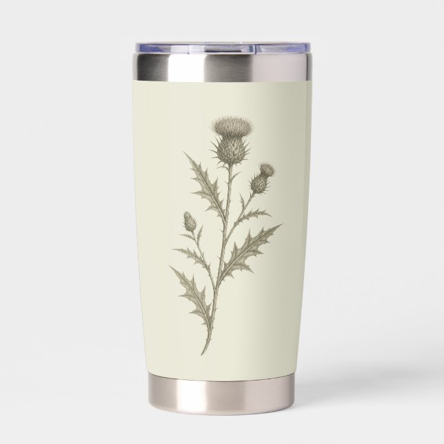 Vintage Green Thistle Insulated Tumbler (Front)