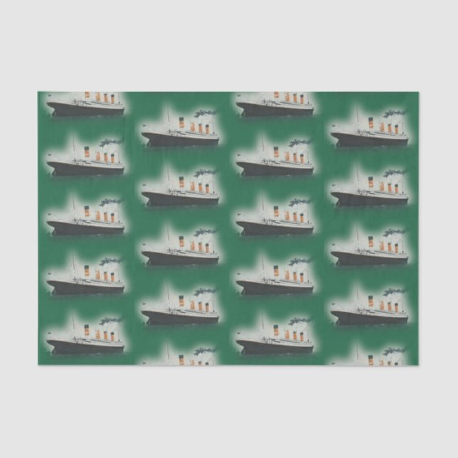 Vintage Green Titanic Ship Christmas Tissue Paper (Front)