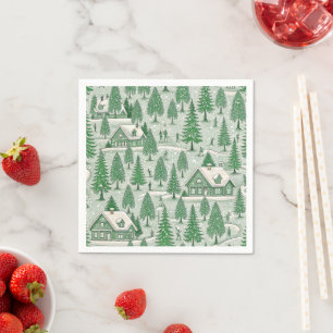 Vintage Green Toile Christmas Holiday Napkin