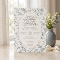 Vintage Green Toile Floral Baby Shower