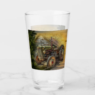 Vintage Green Tractor Rustic Old Barn Glass