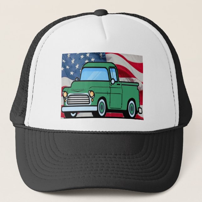 Vintage Green Truck Trucker Hat (Front)