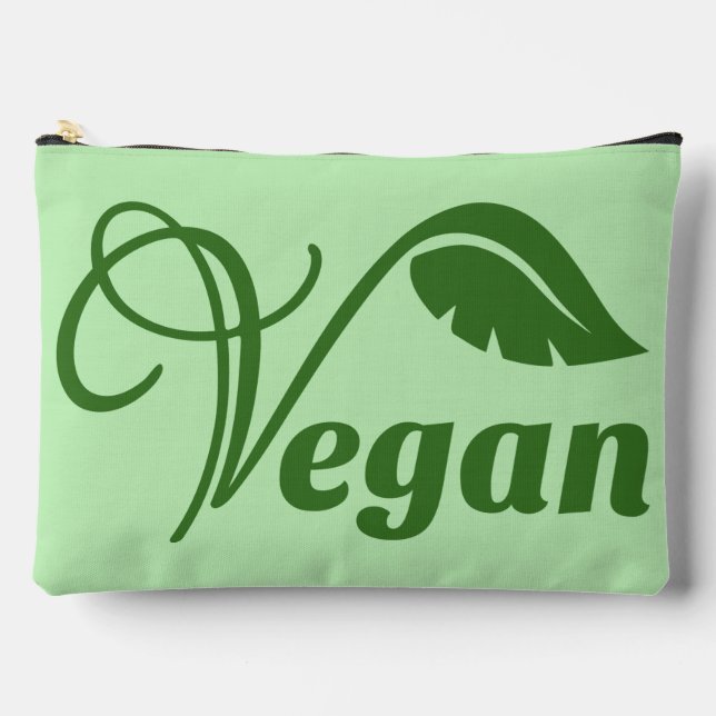 Vintage Green Vegan Logo Leaf  Accessory Pouch (Front)