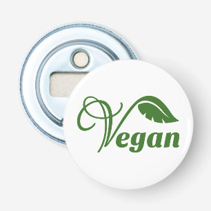 Vintage Green Vegan Logo Leaf by Bearnd Bottle Opener