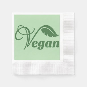Vintage Green Vegan Logo Leaf Napkin