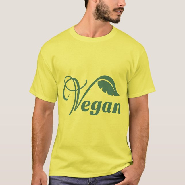 Vintage Green Vegan Logo Leaf T-Shirt (Front)