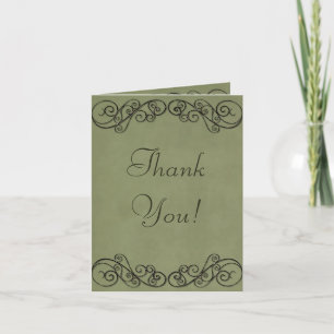 Vintage Green Wedding Thank You Card