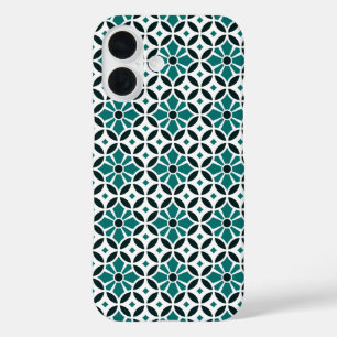 Vintage Green White Barcelona Star Tile Geometric iPhone 16 Case