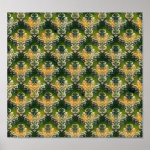 Vintage Green white floral pattern St Patrick  Poster
