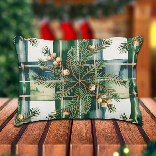 Vintage Green White Gingham Pattern Decorative Cushion