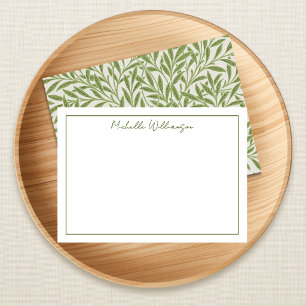 Vintage Green Willow Leaves Card