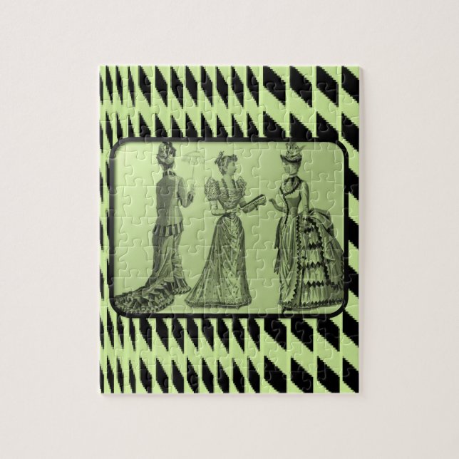 vintage green women jigsaw puzzle (Vertical)