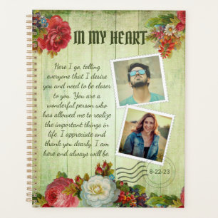 Vintage Green Wooden Floral Romantic Love Letter Planner