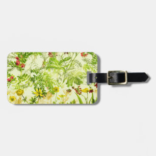 Vintage Green Woodland Botanical Leaves Wildflower Luggage Tag