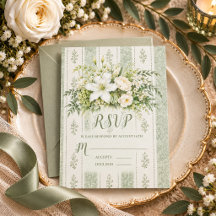 Vintage Greenery Floral Elegant Sage Green Wedding