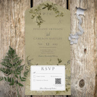 Vintage Greenery Monogram QR Code