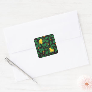 Vintage Greenery Natural Fruit Tree Square Sticker