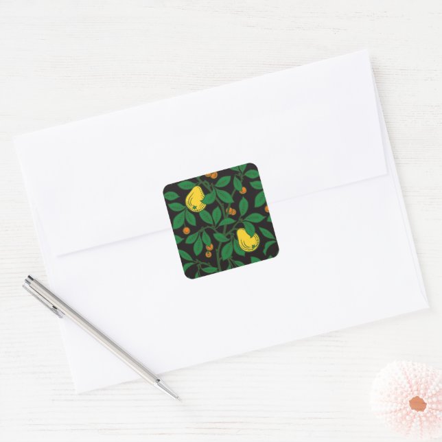 Vintage Greenery Natural Fruit Tree Square Sticker (Envelope)