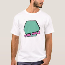 Vintage Greenish Hexagon with Pink Circle Text